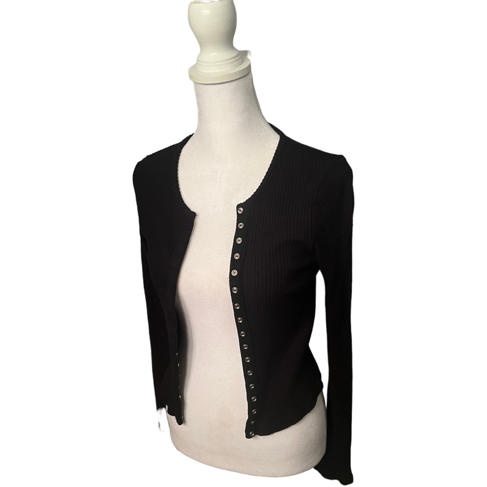 Le Set Snap Ribbed Cardigan, Sz L